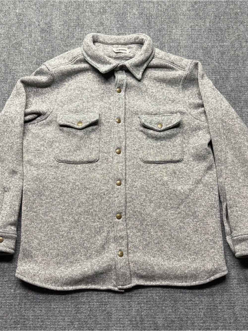 Taylor Stitch Shirt Jacket Shacket Mens 42 L Gray Sweater Snap